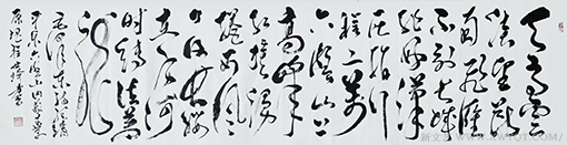 行草《清平乐  六盘山》240x80cm